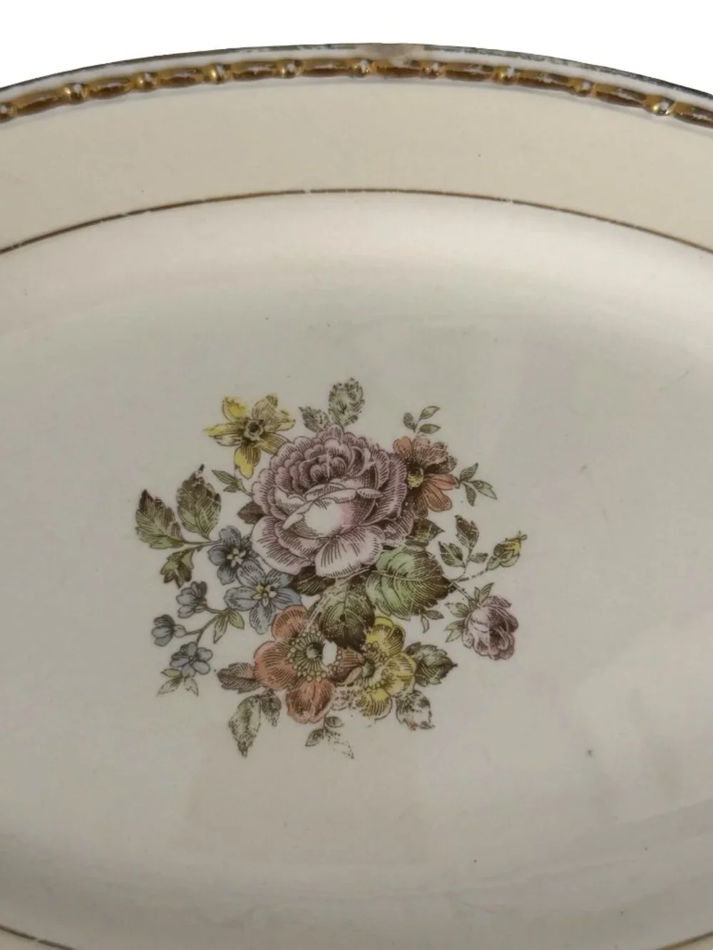 Homer Laughlin Georgian Eggshell Floral Oval Vegetable Bowl Serving Dish 9.5